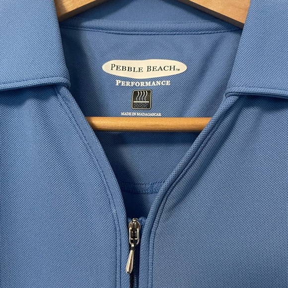 Pebble Beach Fitted Blue Polo Short Sleeve Tee - Picture 2 of 4
